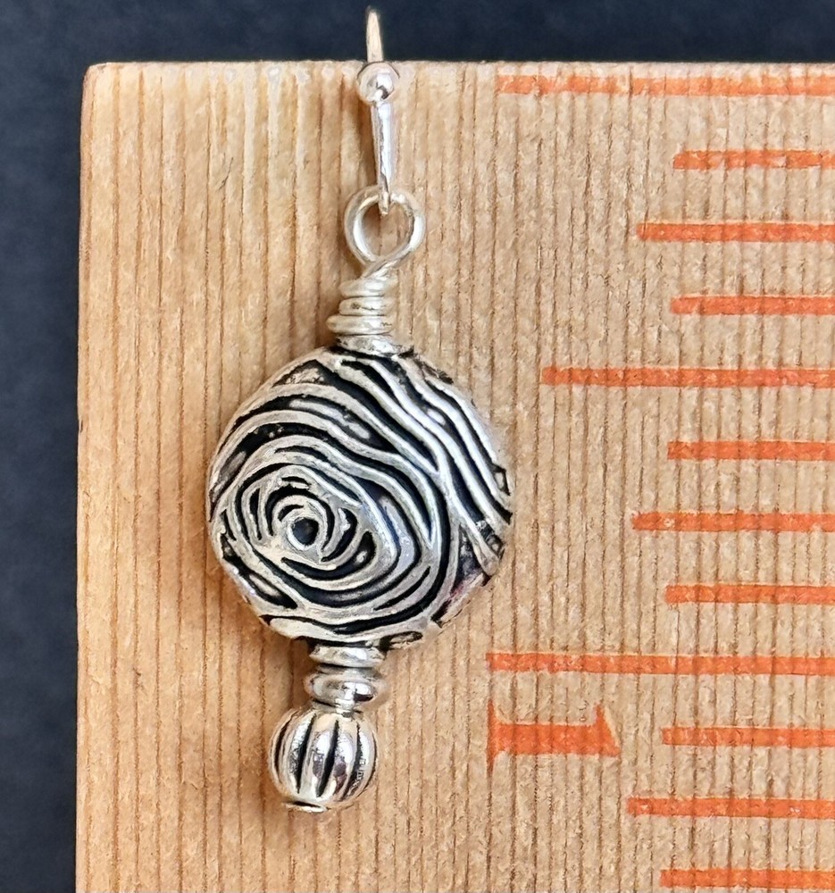 Etched Silver Dangle Earrings.