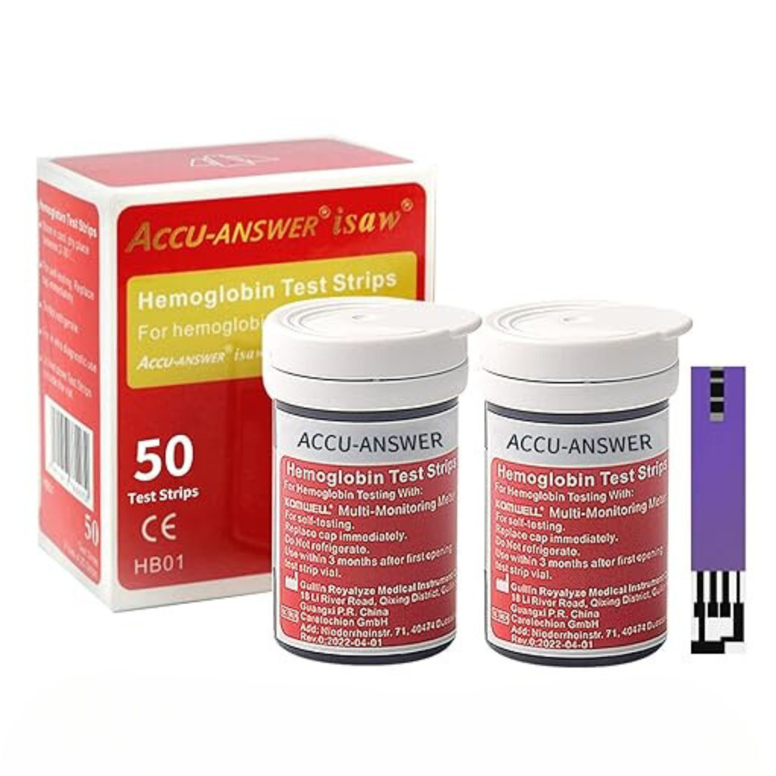 Accu-Answer iSaw Hemoglobin Test Strips-50 Test Strips Total-USA Seller