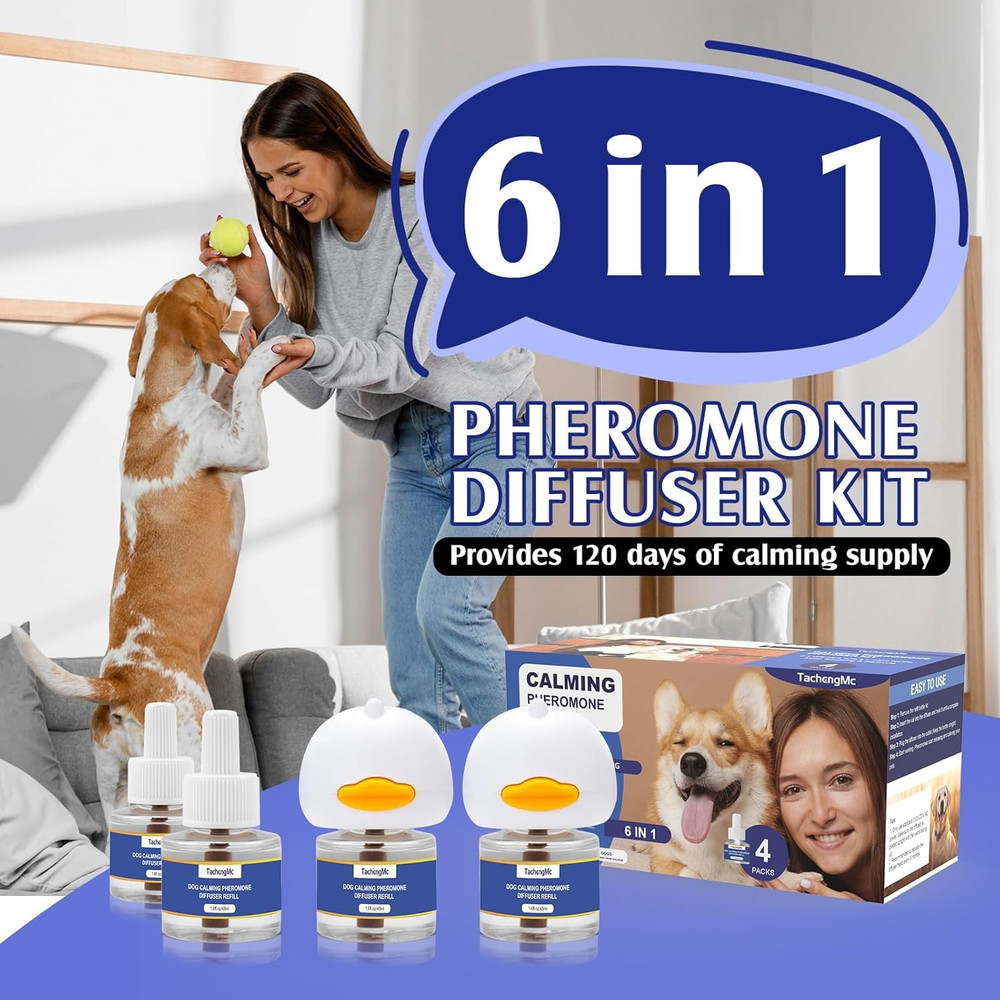Dog Calming Pheromones Diffuser, 6 in 1 Kit Appeasing Pheromone Diffuser to Calm