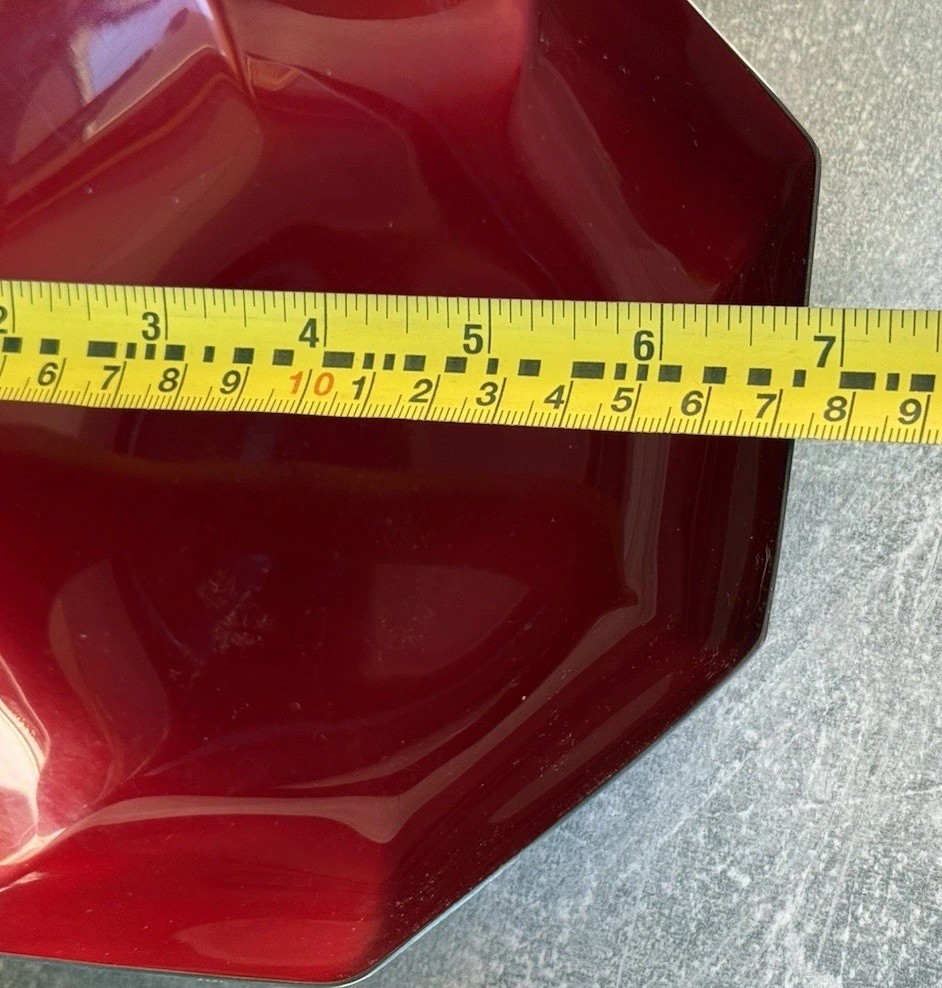 2 REED &BARTON 578 &579 Red Enamel Silverplate Nut Candy Dishes Bowls Octagonal