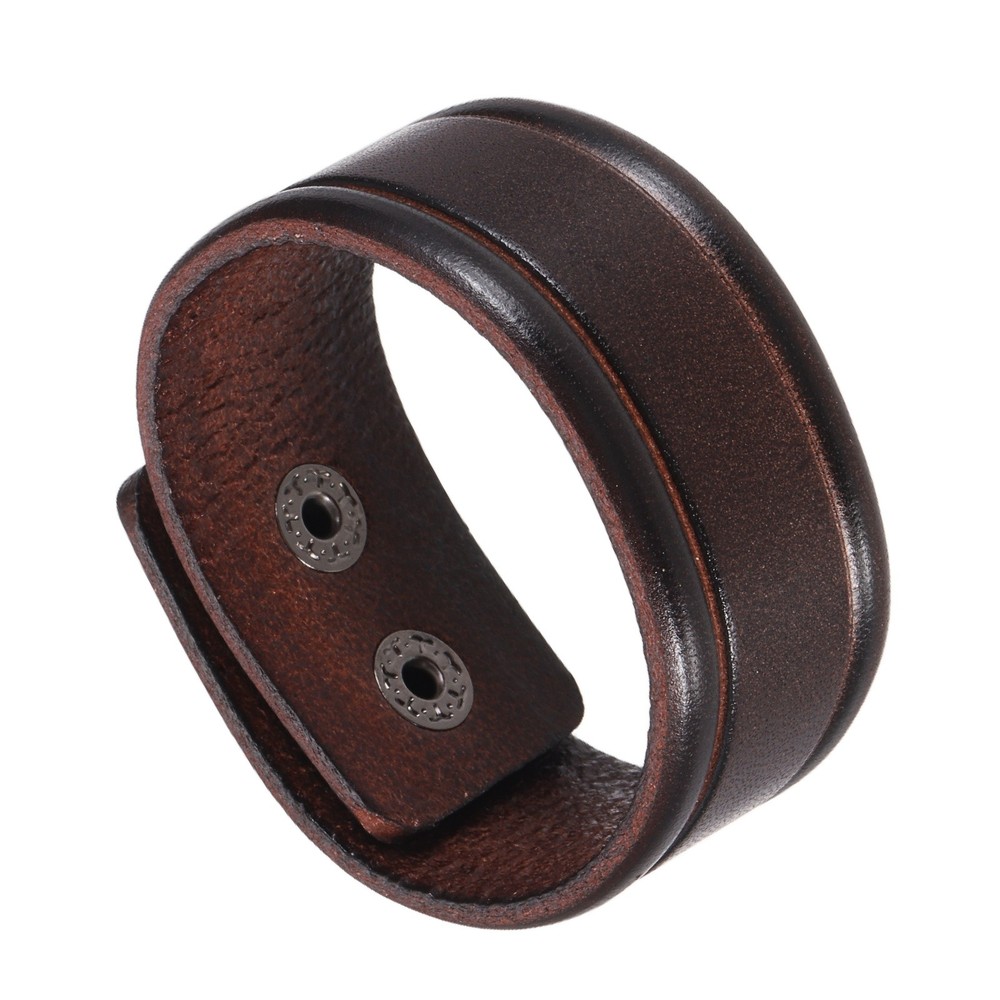 Plain Leather Bracelets Buckle Bangle,Brown Retro Stamping Bracelets