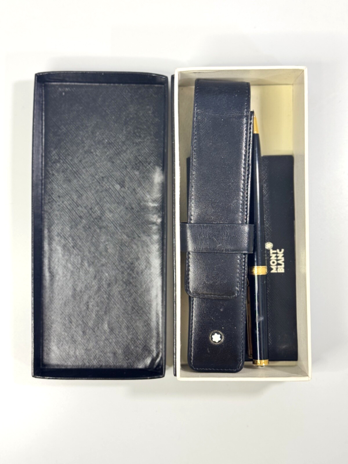 Montblanc Meisterstück Mechanical Pencil Gold Trim Leather Case & Box- Pre-Owned