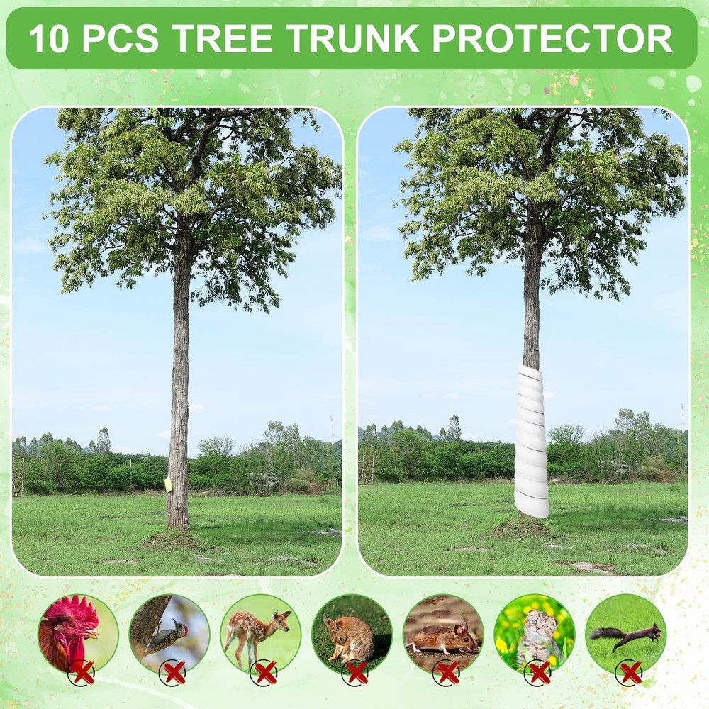 10 Pcs Plastic Spiral Tree Trunk Protector Tree Bark Protector Tube Wrap