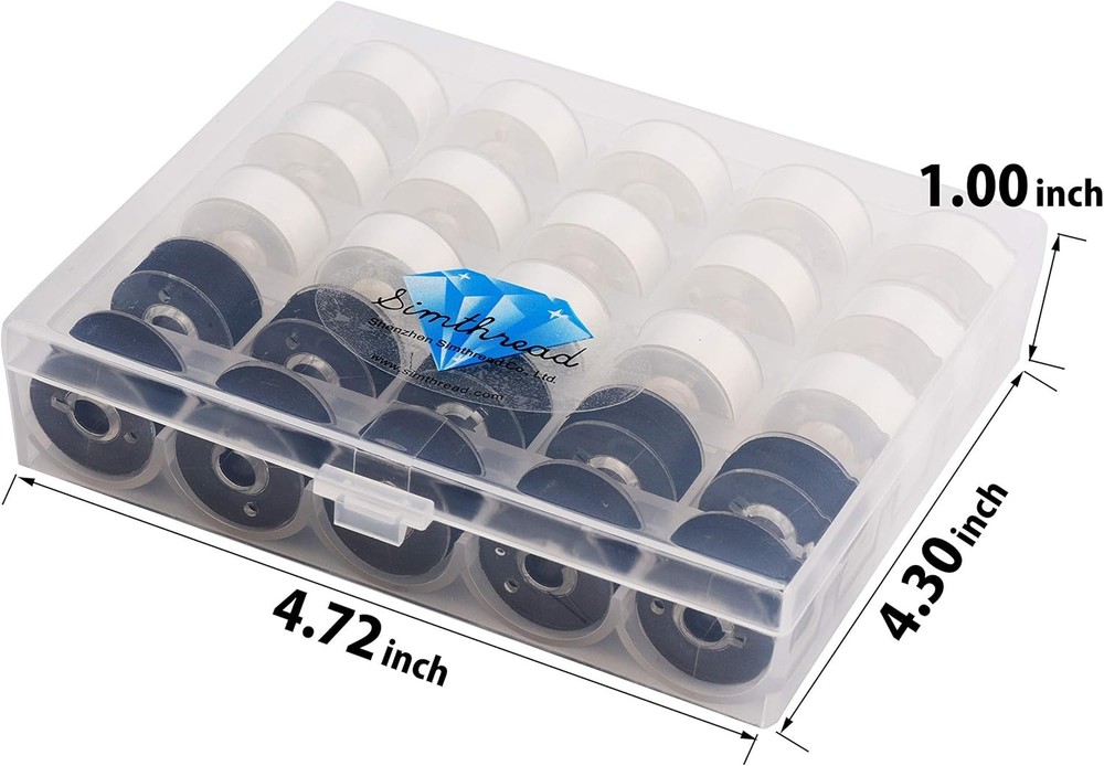 Simthread 25pcs 15White+10Black Prewound Bobbin Thread Size A Class 15 (SA156) 6