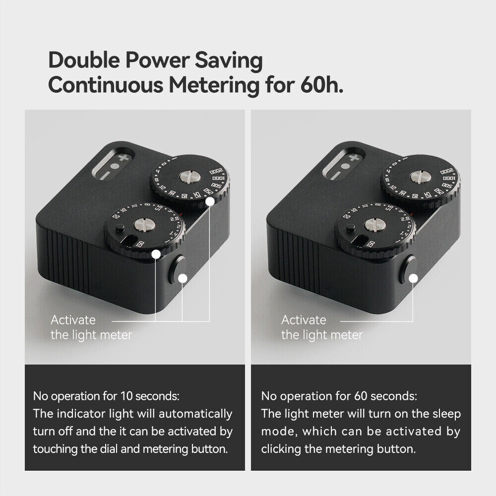 Silver TTArtisan Electronic Mini Camera Light Meter Photometer Set-top 2 Dials