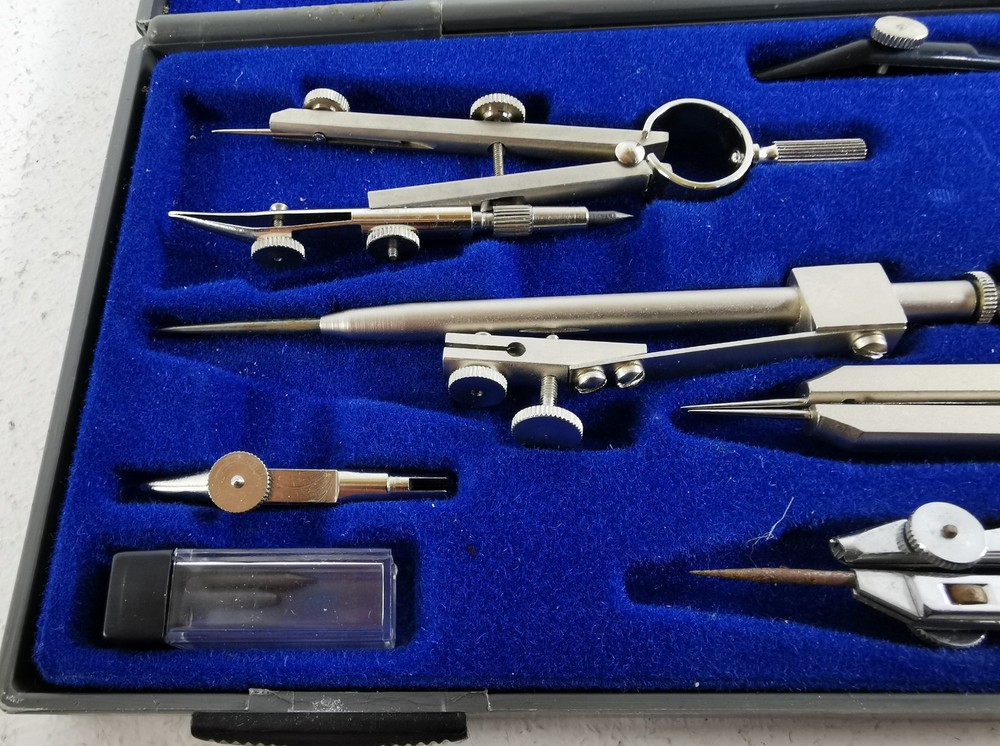 Vintage Kronos 311 Compass Set Technical Drawing Drafting Tools Kit