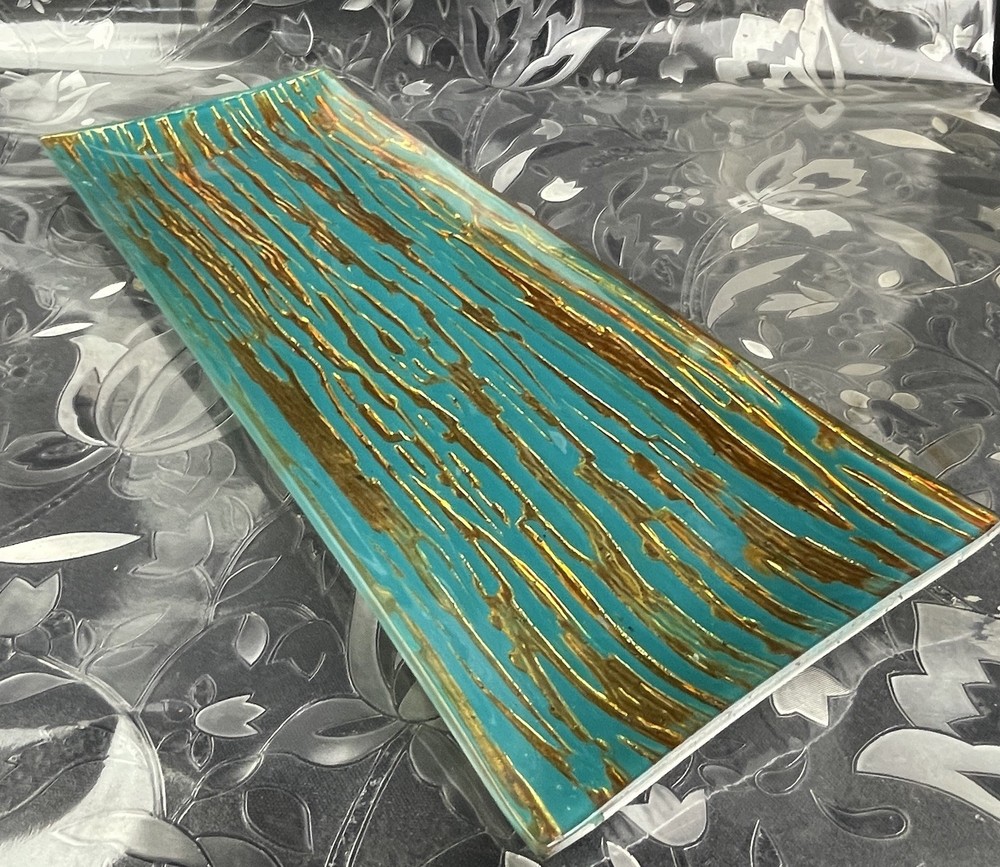 Rolling Tray  Smoking Rolling Tray rectangular glass plaque turquoise base