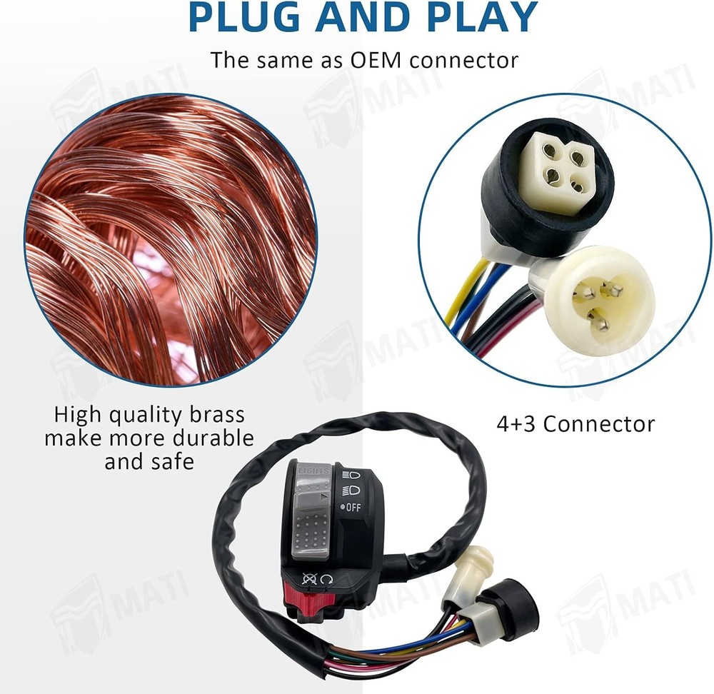 Left Handlebar Control Engine Start Run Off Headlight Switch for Yamaha Big B...
