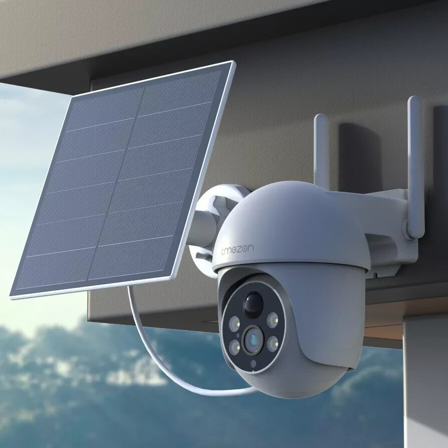 TMEZON 3MP Wireless Solar Powered Security Surveillance System Camera Night View