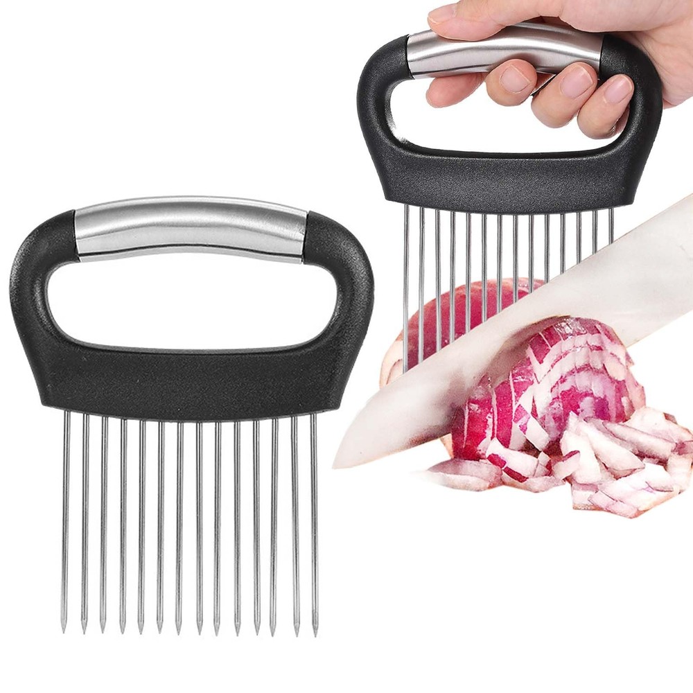 JAYVAR Large Onion Holder for Slicing, Cutter 1 Pack, Silver