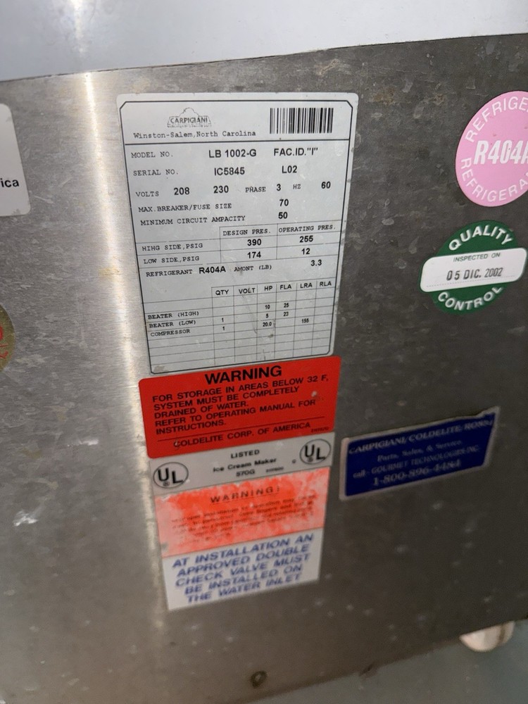 Carpigiani LB1002 Ice Cream machine/Batch Freezer