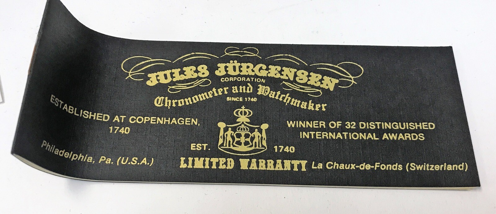 Rare NOS 1970s Jules Jurgensen Gold Tone White Dial Day Date Pocket Watch 6062Q