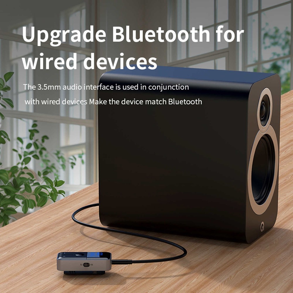 Bluetooth 5.4 Transmitter and Receiver with Battery Indicator 3.5mm Aux Adapter