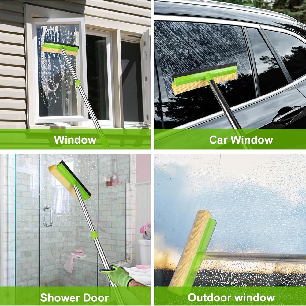 Window Squeegee, Squeegee for Window Cleaning, 2 in 1 Squeegee Window Cleaner wi