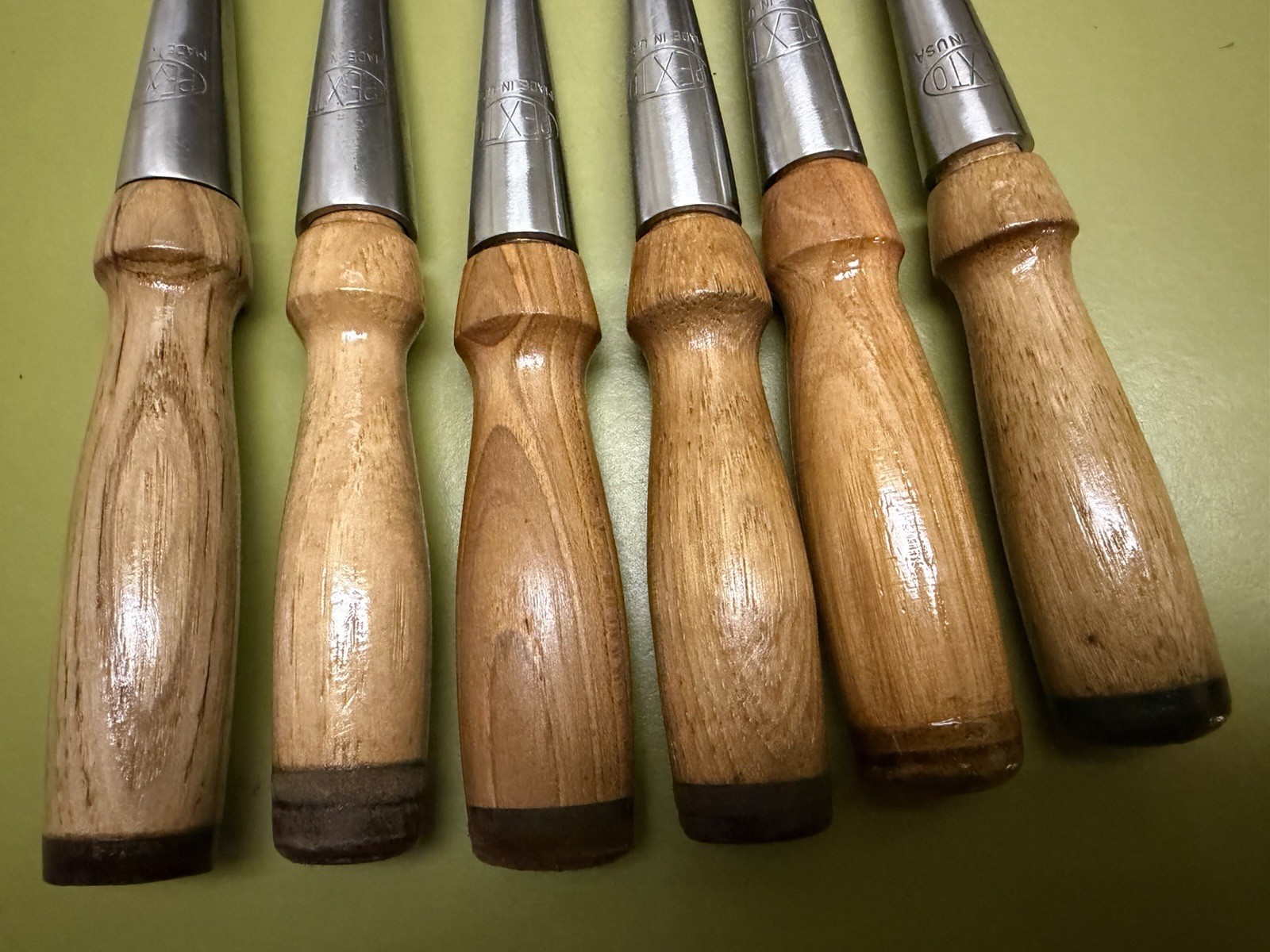 SUPERB 6-pc Set PEXTO vtg Socket Chisels w/MATCHING Handles & CANVAS TOOL ROLLUP