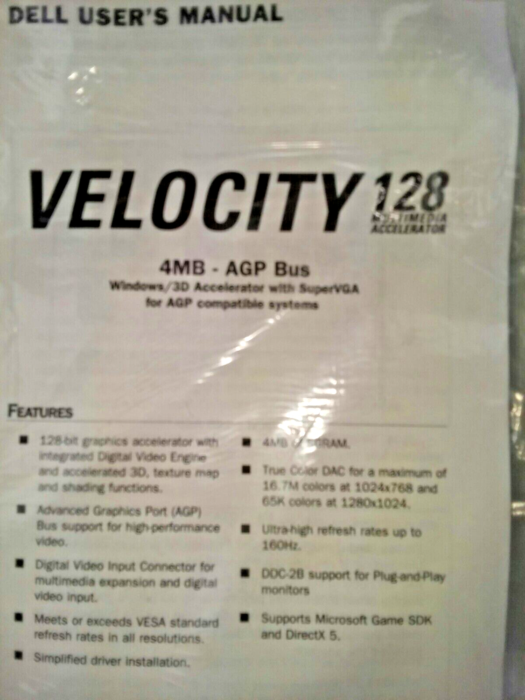 DELL STB: Velocity 128 Multimedia Accelerator CD-ROM Disc & Dell User Manual