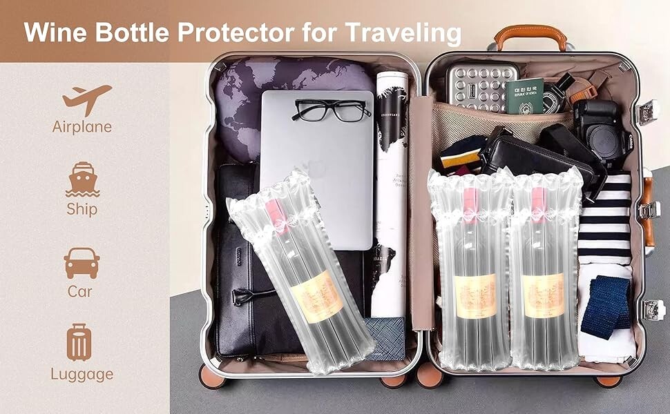 Reusable & Inflatable Wine Bottle Protector For Luggage