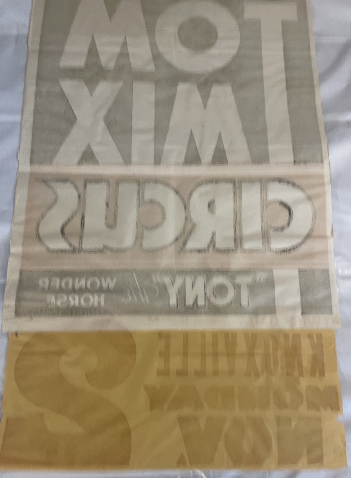 Vintage 35.5x21 Inch Tom Mix Circus Poster “Tony” The Wonder Horse Knoxville Ten