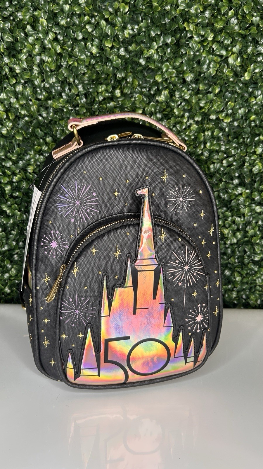 Disney Parks Loungefly WDW 50th Castle Mini Backpack NWT Holographic 2023