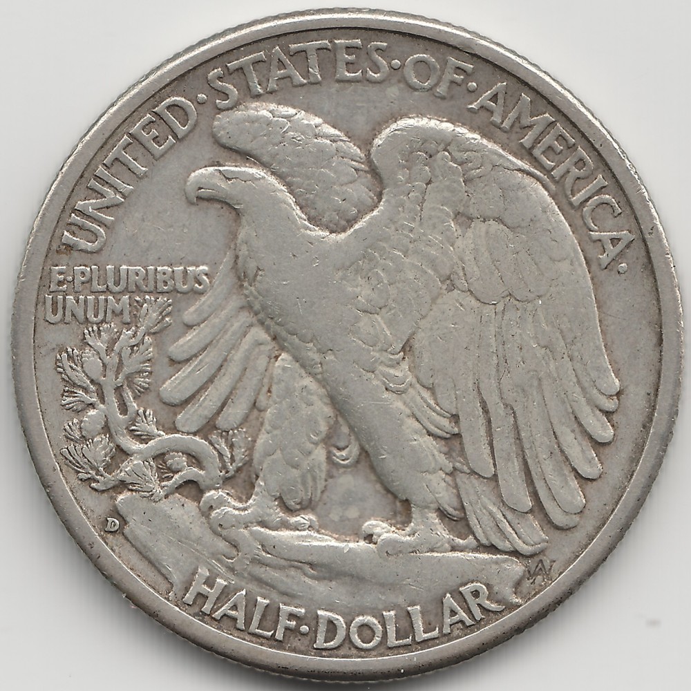 1938 D Walking Liberty Half Dollar, VF+, RPM
