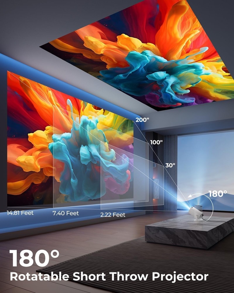 Mini Projector with WiFi and Bluetooth, Built-in Apps, Smart Portable Projector