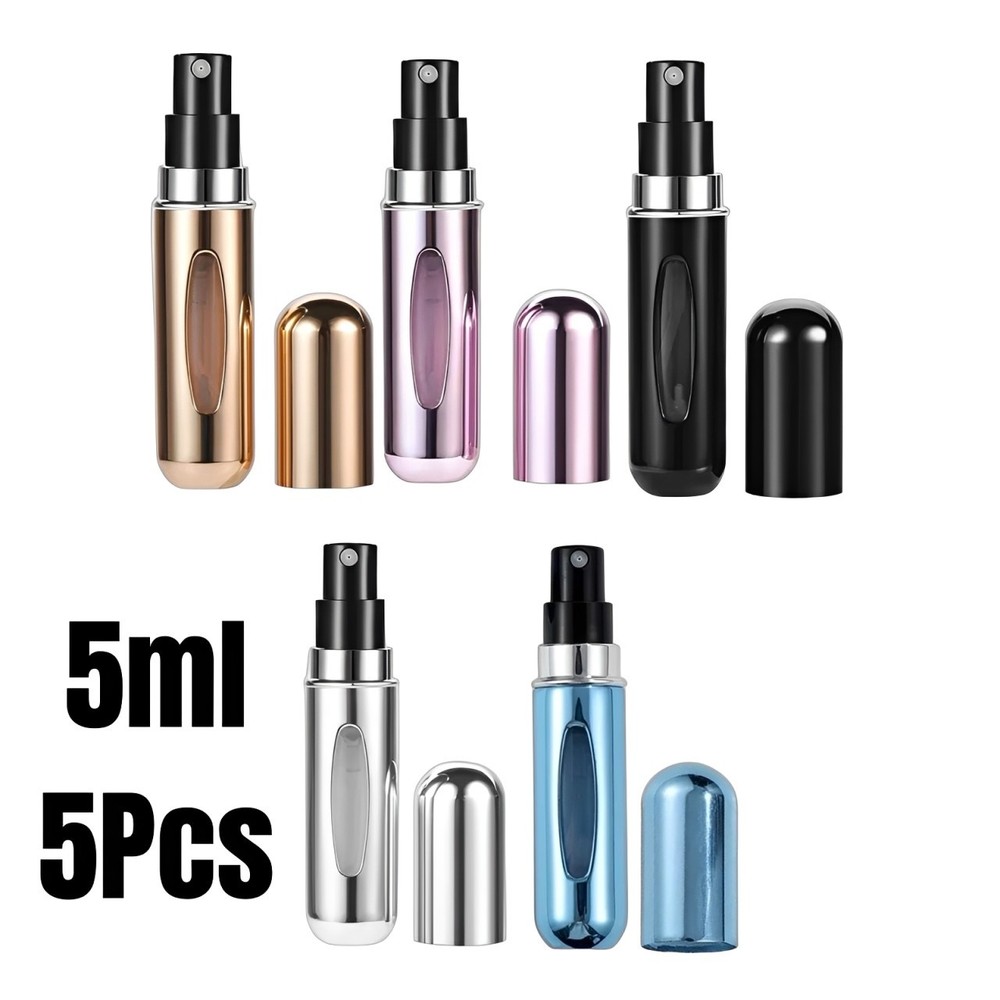5PCS Refillable Travel Portable Perfume Atomizer Bottle Spray Pump Case 5ML