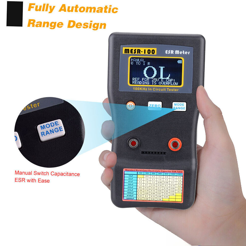 MESR-100 Digital Capacitance ESR Meter Capacitance Circuit Test + Test Clip