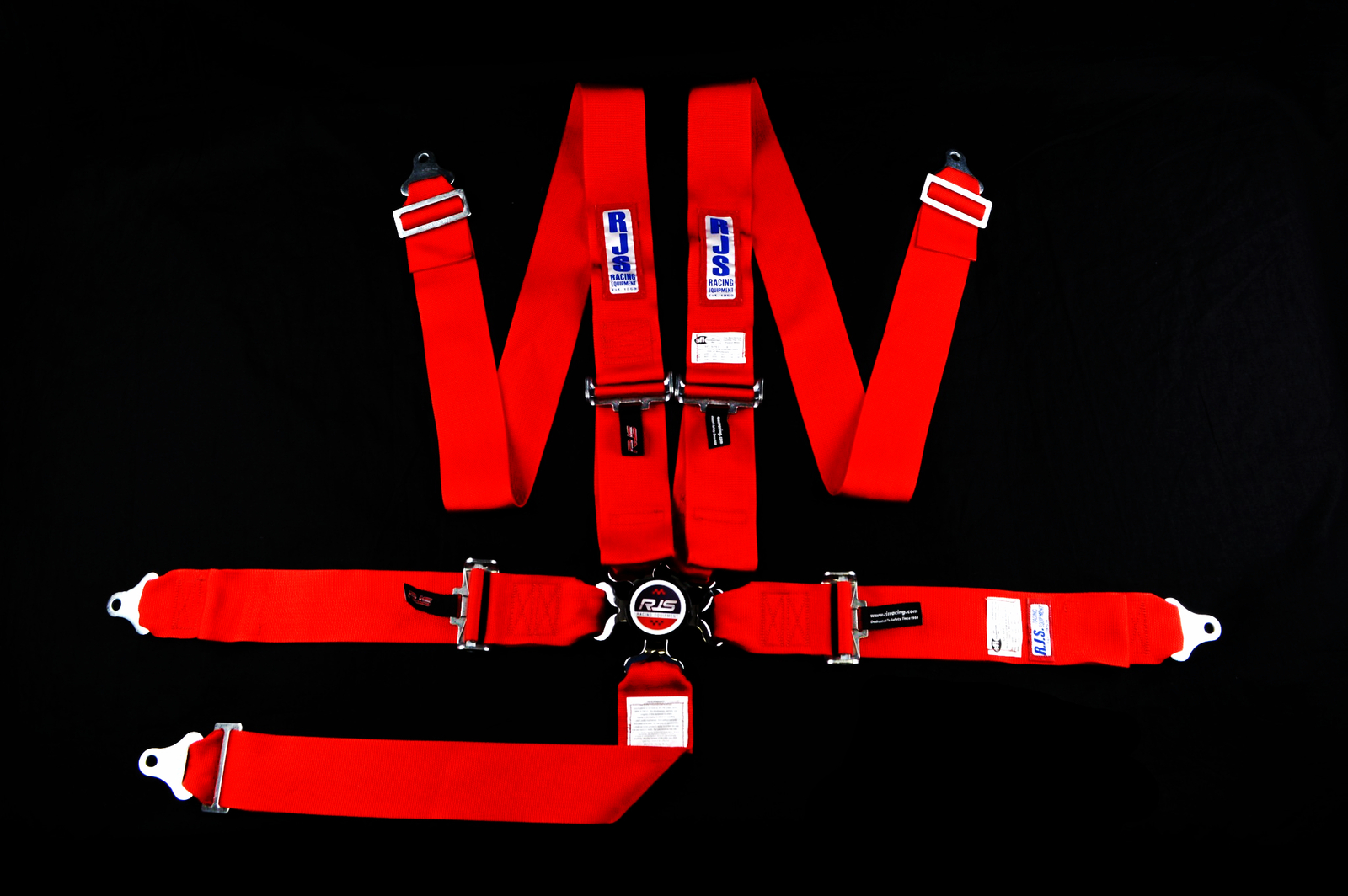 RJS RACING SFI 16.1 CAM LOCK 5 POINT SEAT BELT HARNESS FLOOR MOUNT RED 1034904