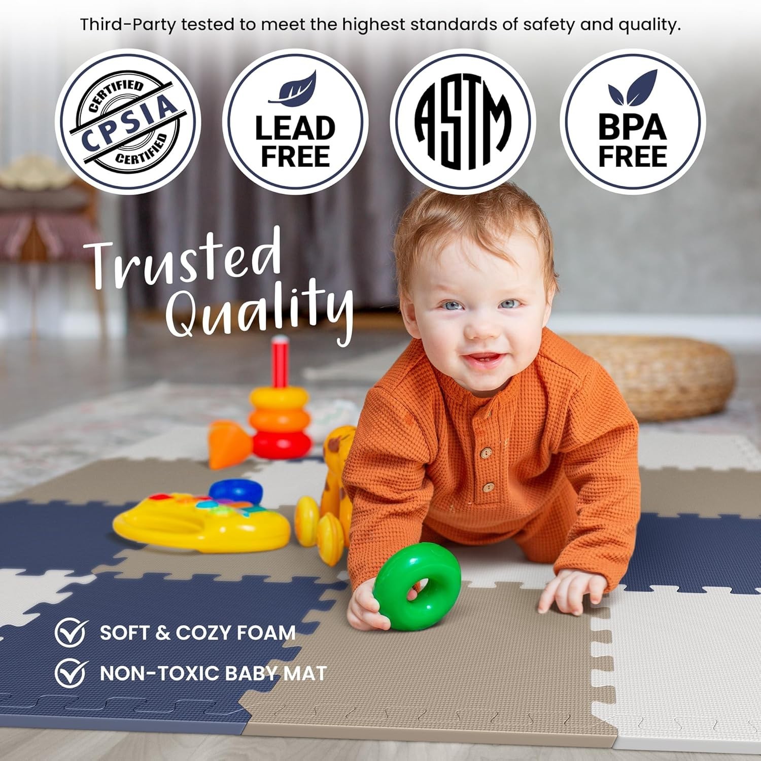 12x12 EVA Foam Baby Kids Play Mat Non Toxic Interlocking Floor Tiles