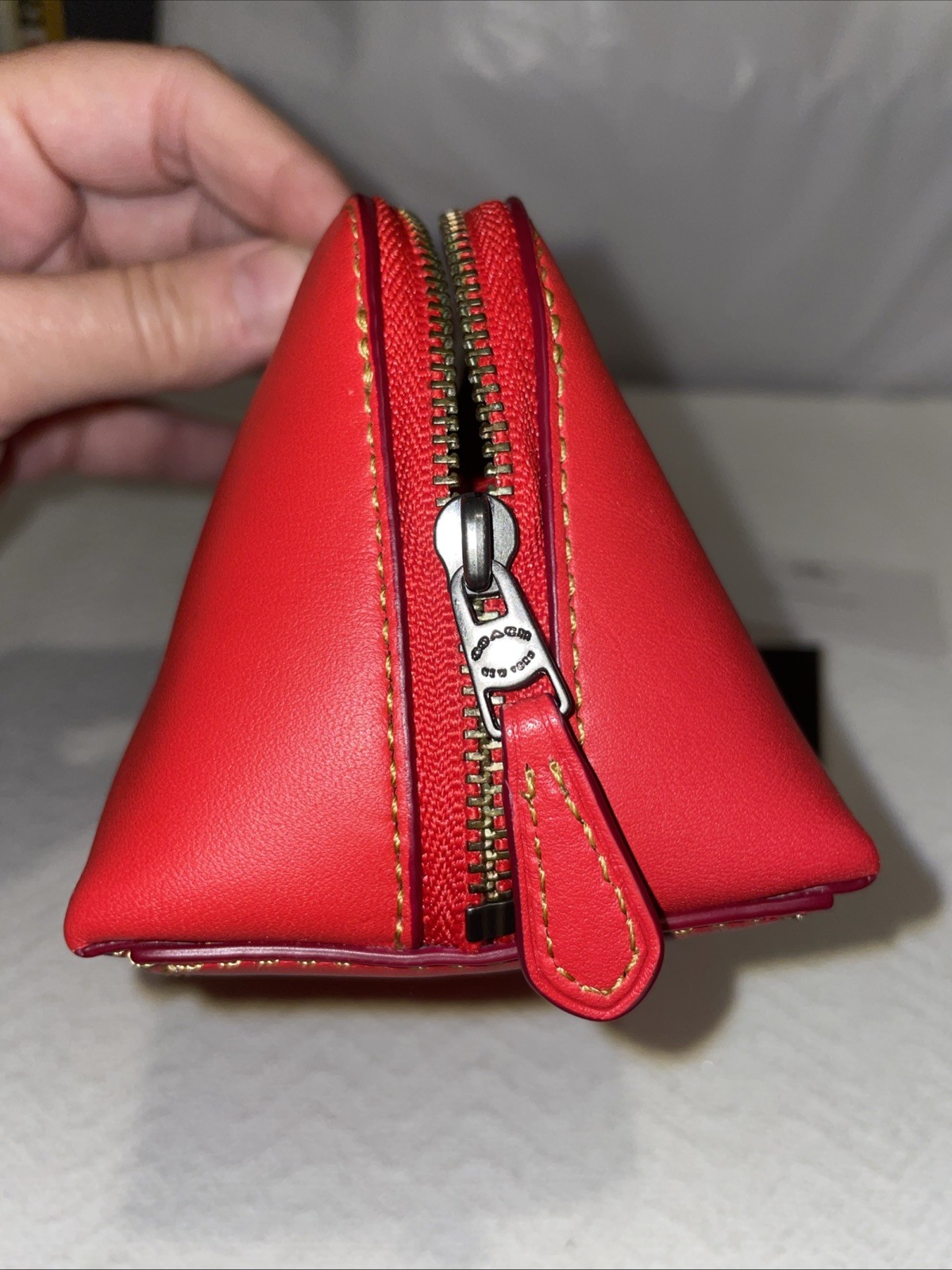 New Authentic Coach/Disney Red Leather Mickey Mouse Makeup Pouch