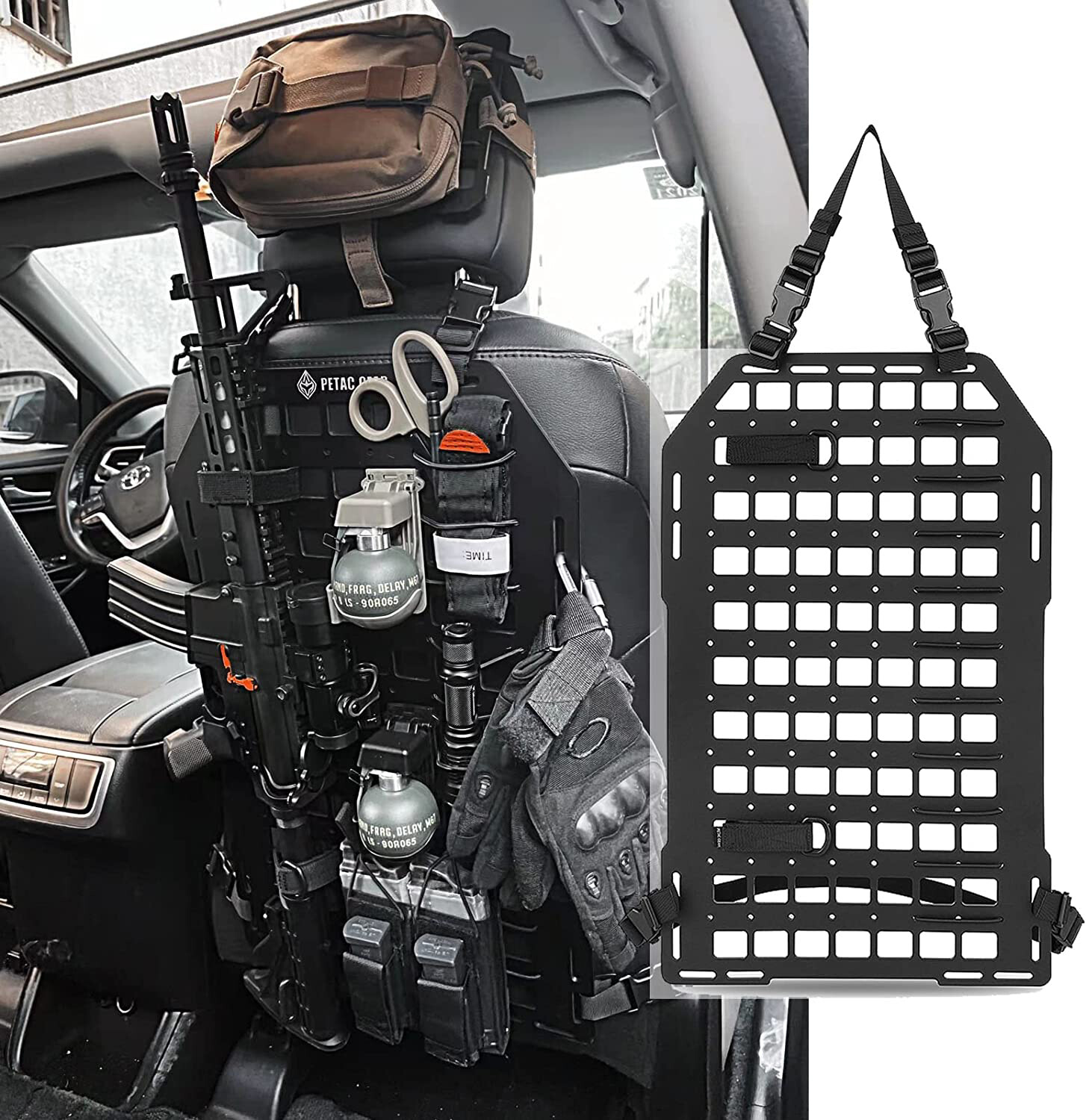 Tactical Rigid MOLLE Panel Vehicle Car Seat Back Shooting Storage 21x14in NEW