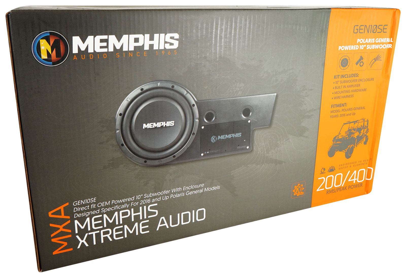 Memphis GEN10SE 400w 10" Powered Subwoofer+Enclosure For 2016+ Polaris General