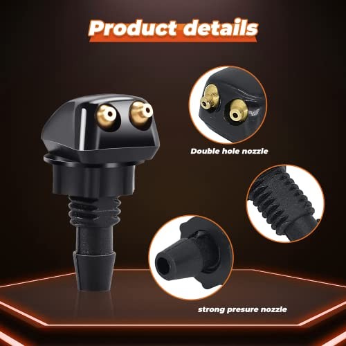 2pcs Front Windshield Washer Nozzles, Front Windshield Washer Nozzle kit and