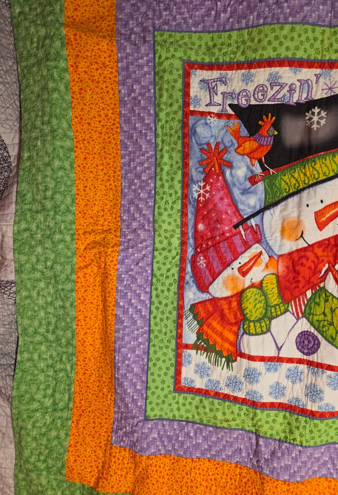 Handmade Snowman Quilt 48x55
