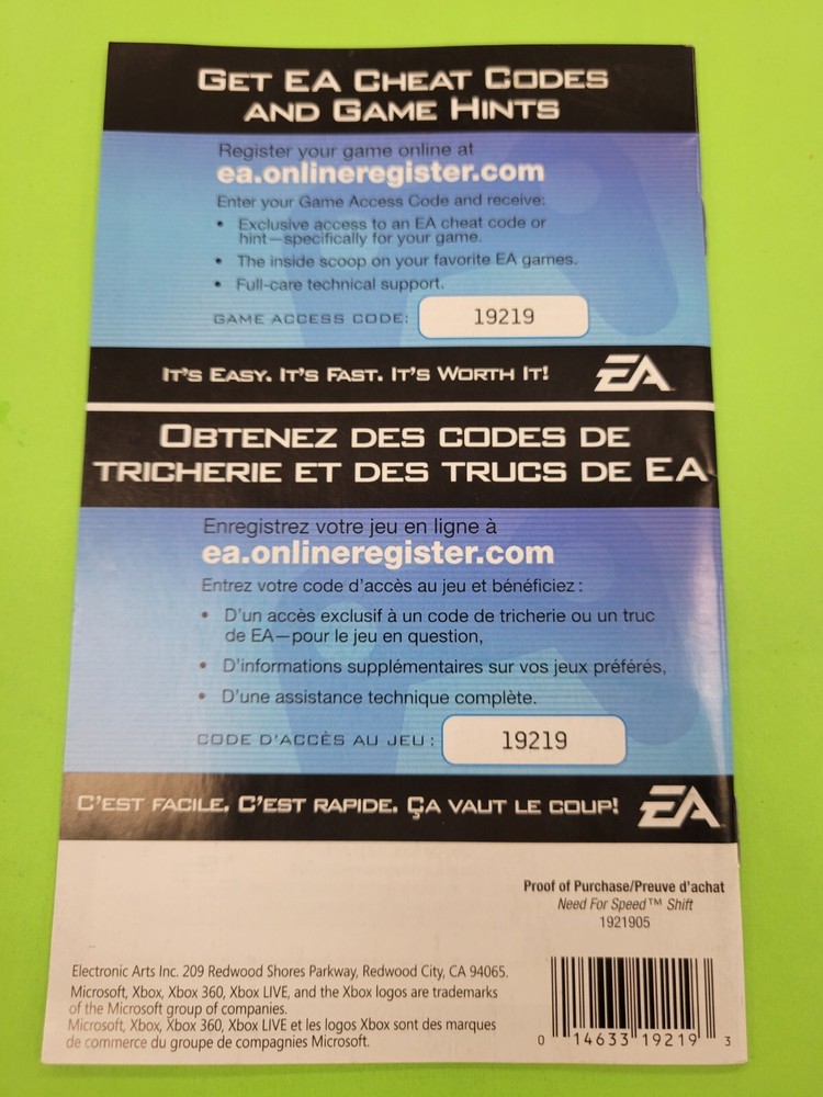 Need for Speed Shift Xbox 360 **MANUAL ONLY**