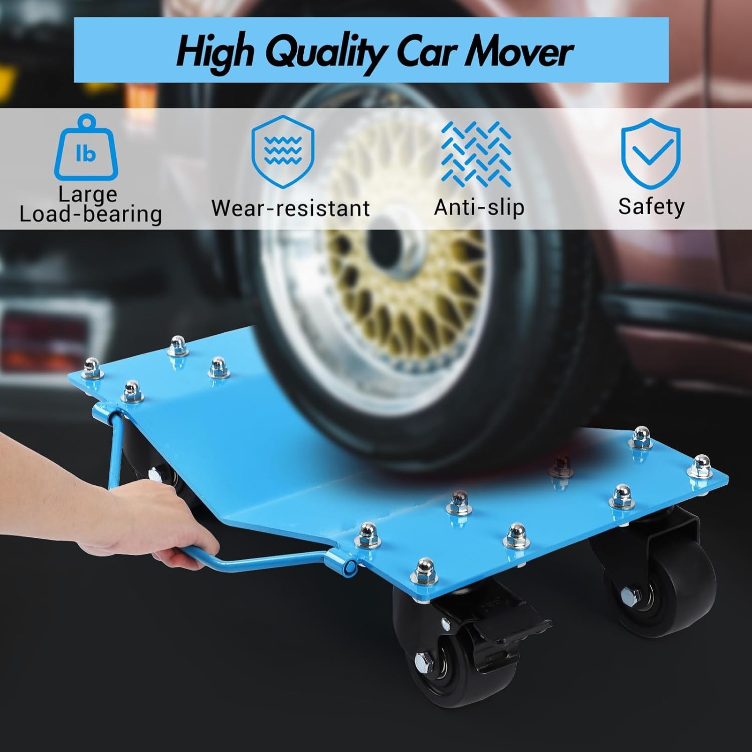 Car Dolly Set 8000 lbs Heavy Duty Manganese Steel Wheel Dollies with 360° Wheels