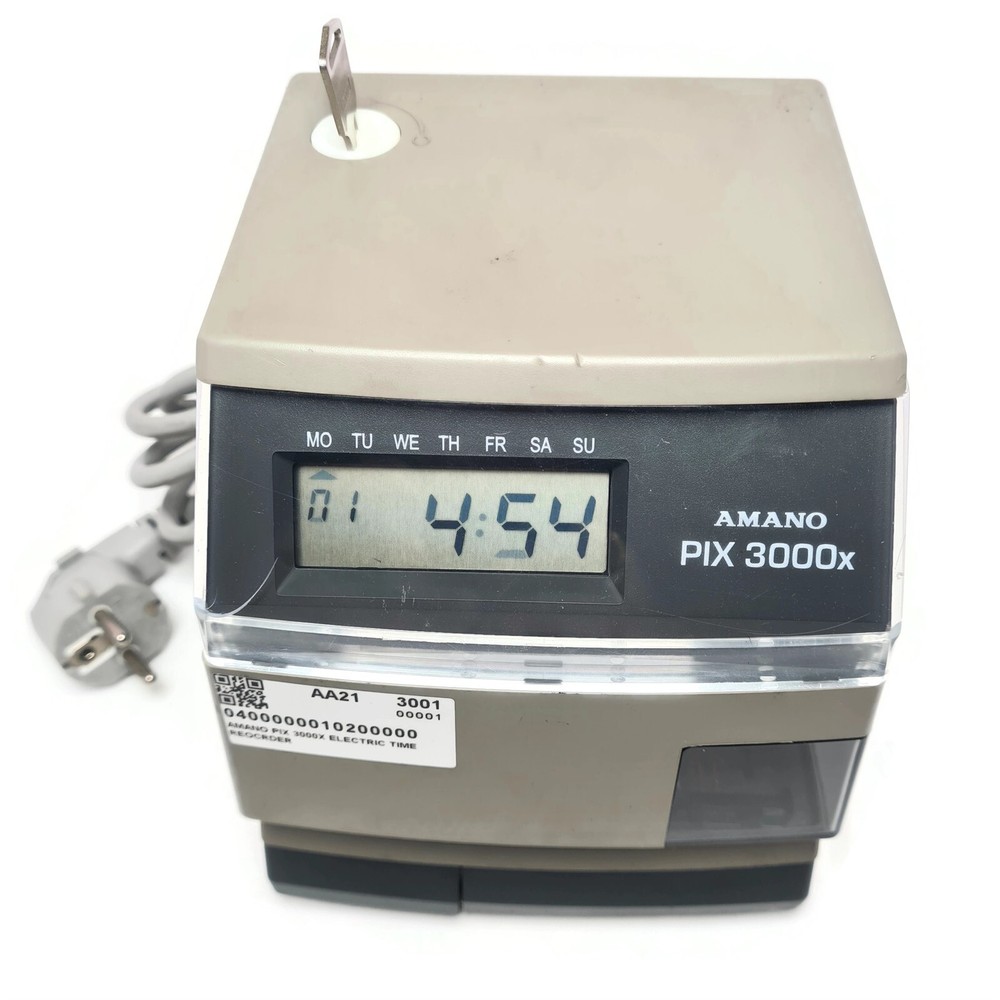 Amano PIX3000x Electronic Side Loading Time Clock. Made in USA