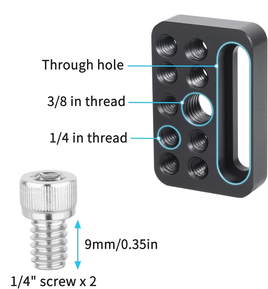 Camera Cheese Plate Multi-Function Mounting Plate with 1/4"& 3/8" Threads