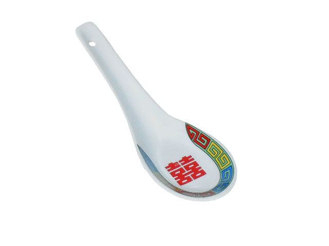 Ceramic Soup Spoon Double Happiness, Set/5pcs