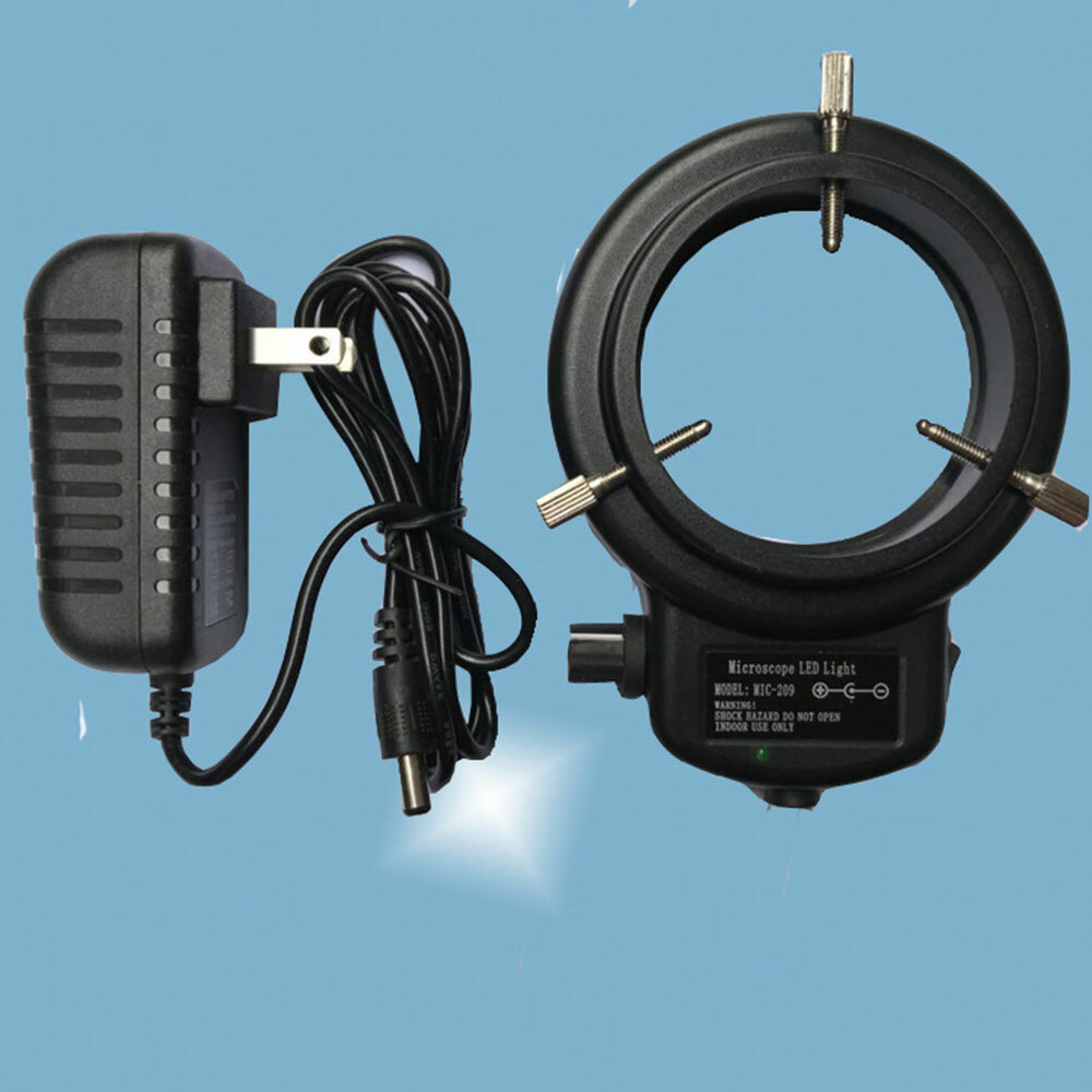 Microscope Ring 144 LED Bulb Light Illuminator Lamp US Plug Adjust Black / White