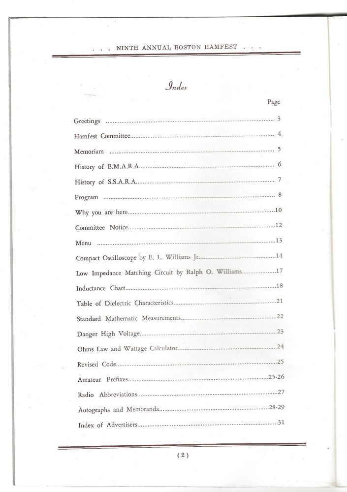 1946 Boston Hamfest Program - Ham Radio, Shortwave, Event Program - Oscilloscope