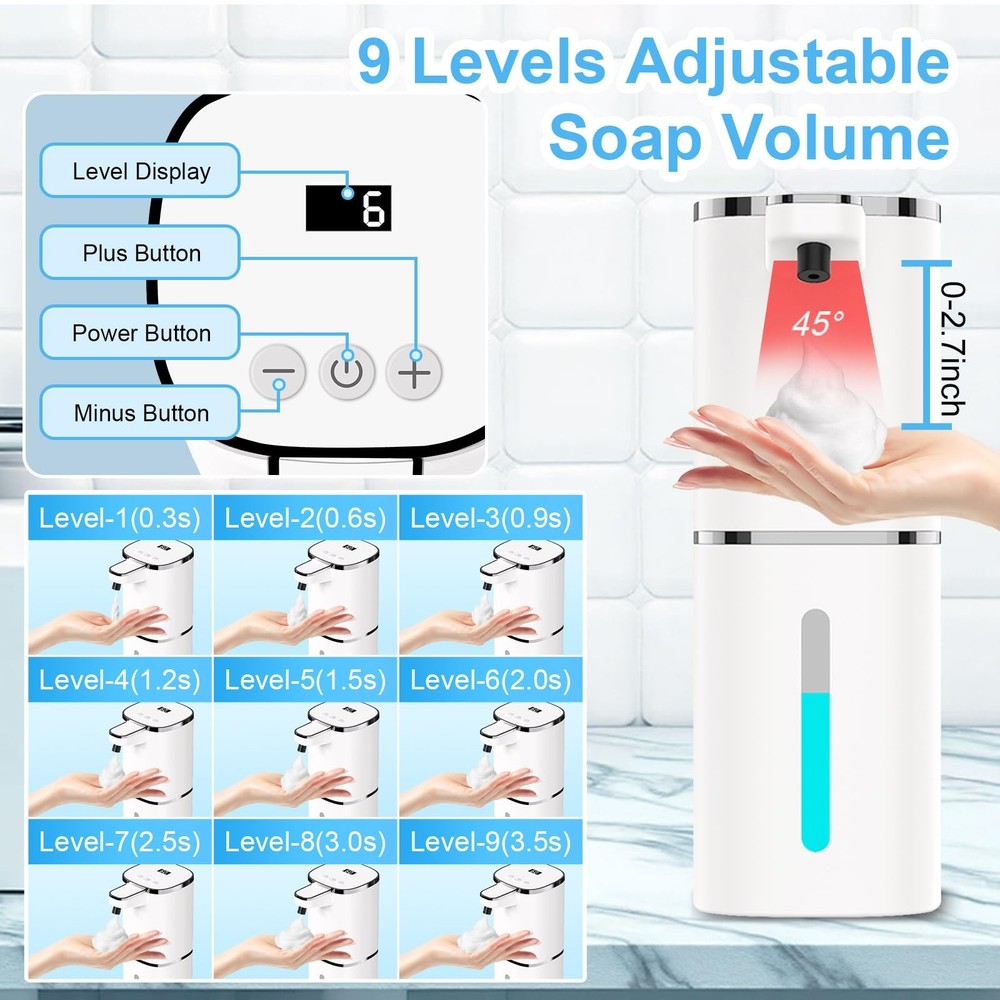 Automatic Foaming Soap Dispenser Touchless, USB Rechargeable Smart Hand Soap ...