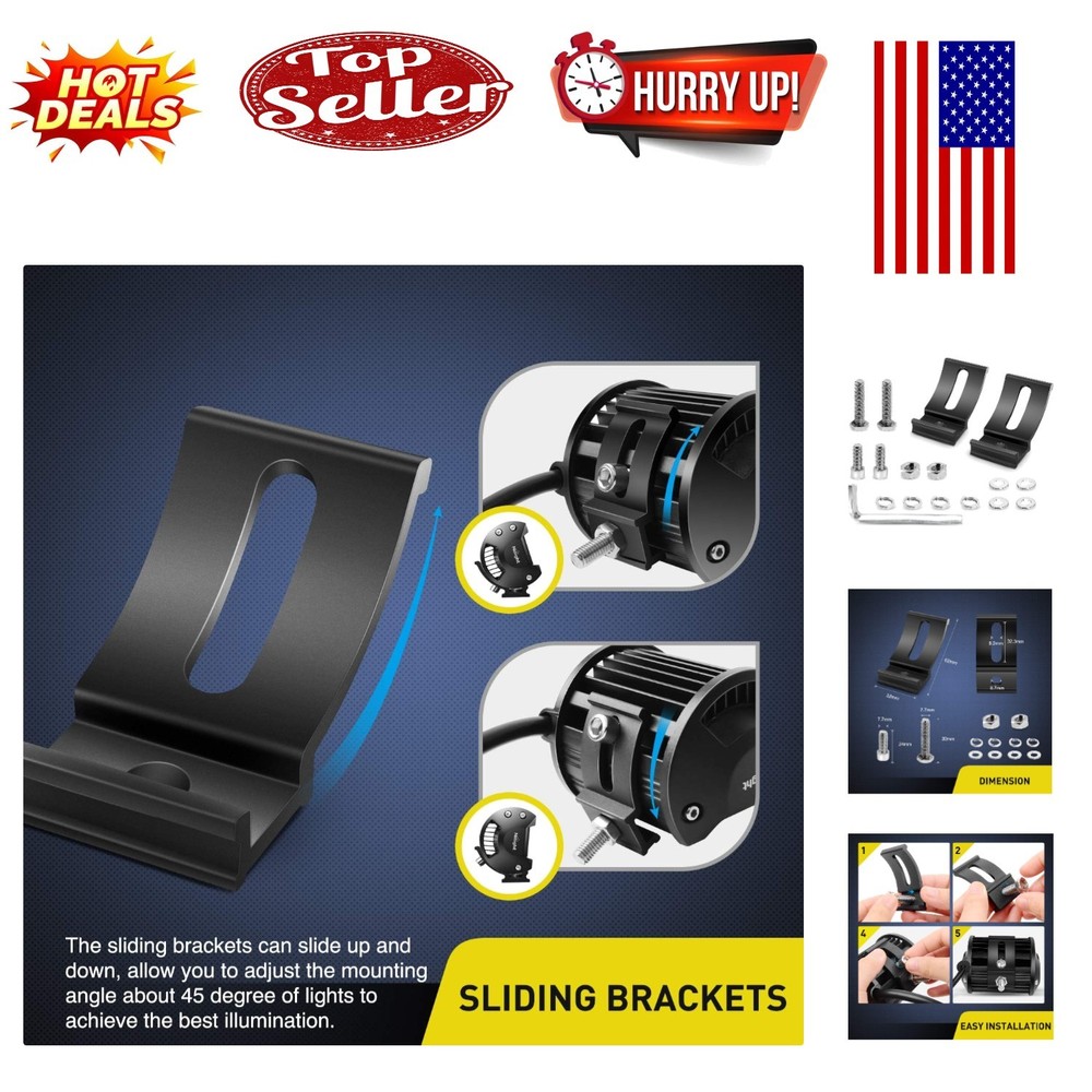Nilight Universal Slide Base Mount Bracket (Pair)