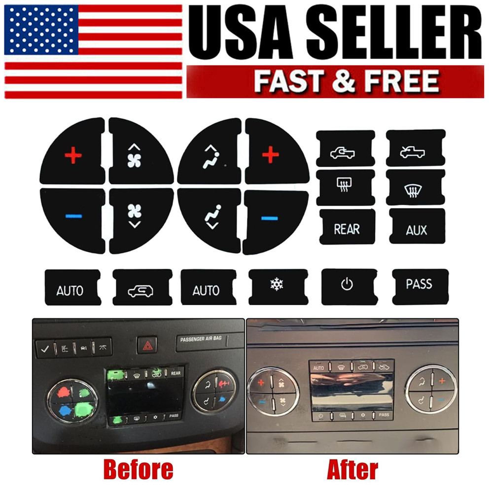 Replacement Climate Control Button Stickers For 2007-2014 Chevrolet GMC HVAC