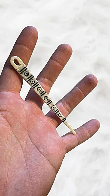 Antique Nalbinding Flat 4.5" Bone Needle, Nalbinding Needle, Nalbinding Needle