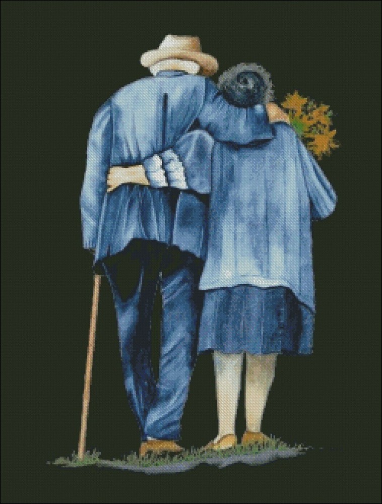 Elderly Couple 16 - DIY Chart Counted Cross Stitch Patterns Needlework DMC