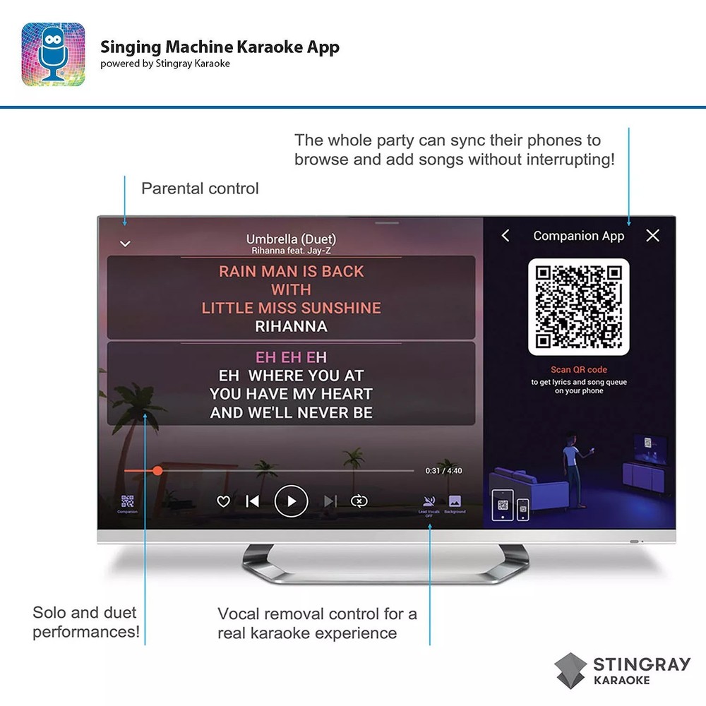 Singing Machine WiFi Karaoke Machine & 2 Wireless Microphones