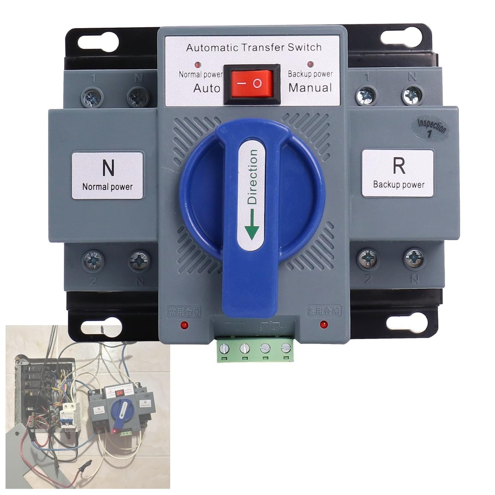 Dual Power Automatic Transfer Switch, 2P 63A 110V Generator Blue
