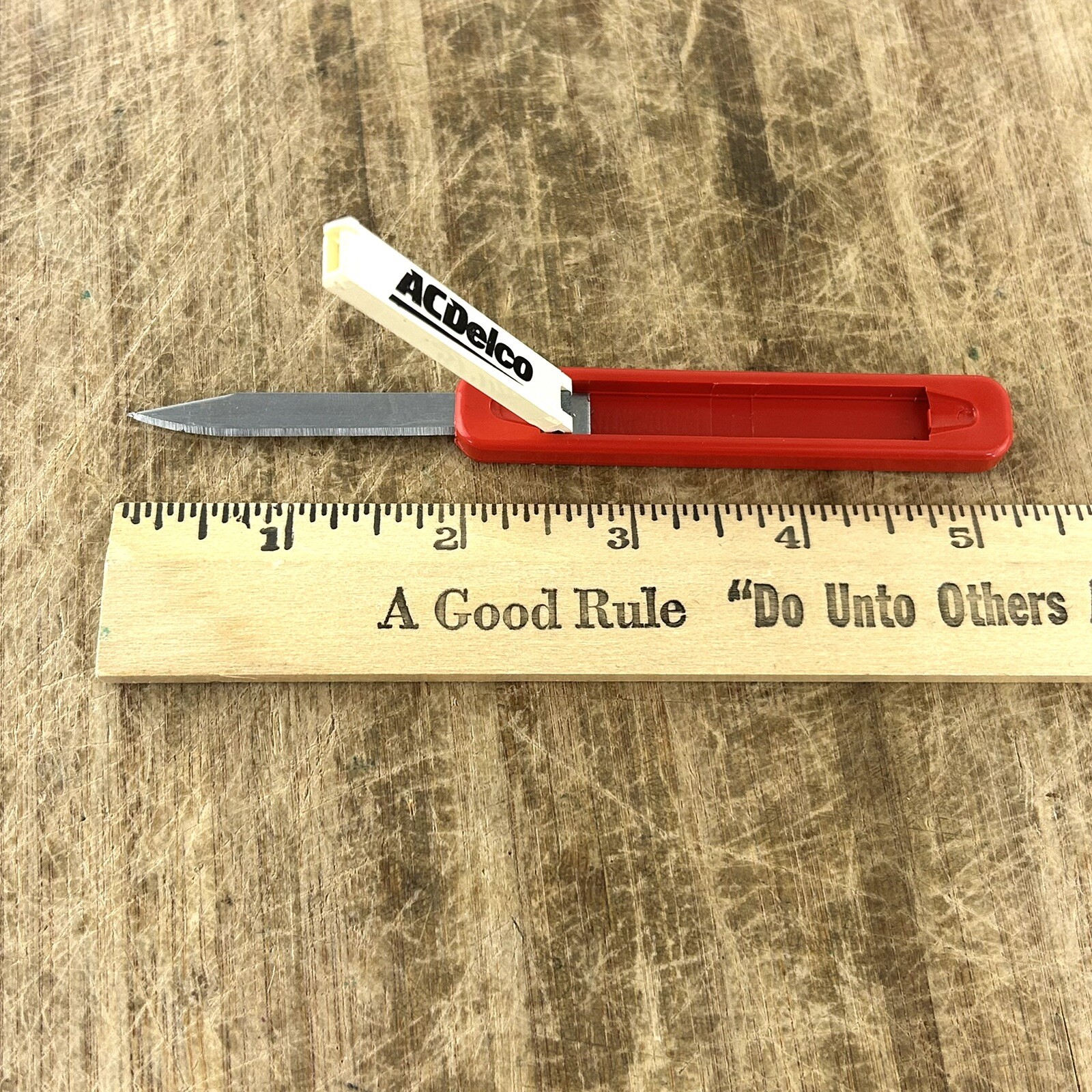 Vintage Advertising Pocket Knife USA Slide Open AC Delco Never Used Red