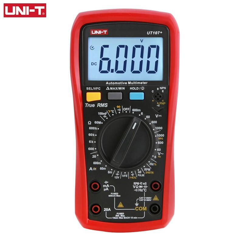 UNI-T Digital Automotive Multimeter mS PULSE Tach Dwell Temp RPM Battery Tester